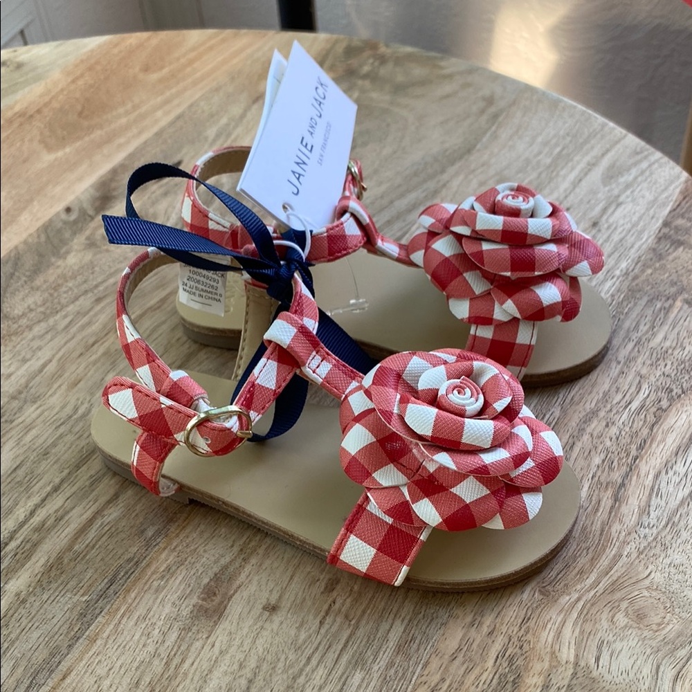 Janie and Jack Gingham Print Sandals